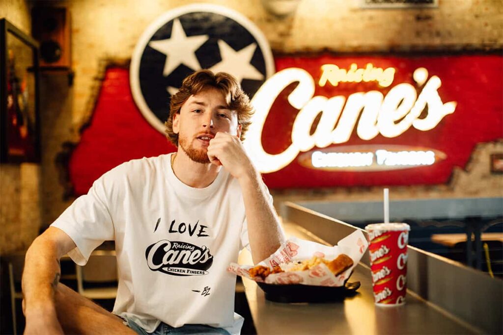 Bailey Zimmerman at Cane's restaurant